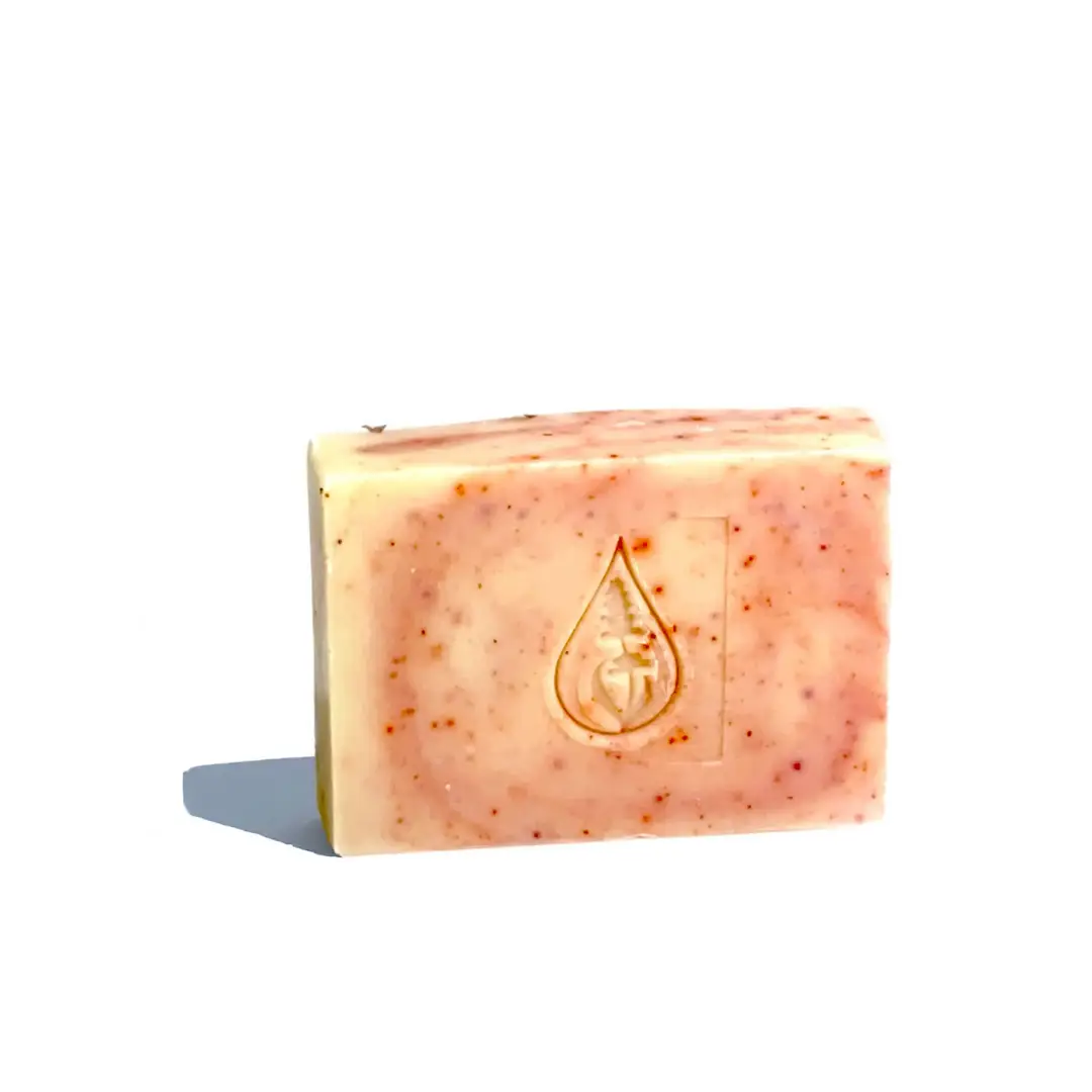 By Valenti garden of roses bar of soap with a brand logo on a white background
